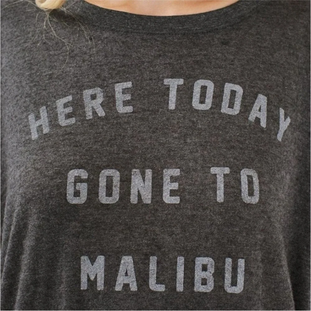 Project Social T Here Today Gone to Malibu XS Gray Pullover Long Sleeve